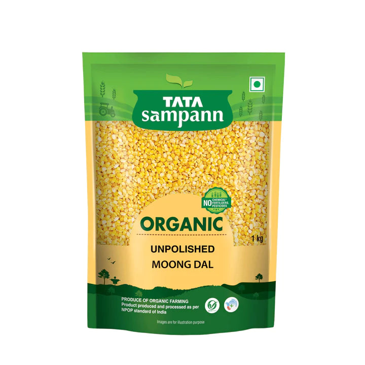 Tata Sampann Organic Moong pulses (Dal), 1Kg