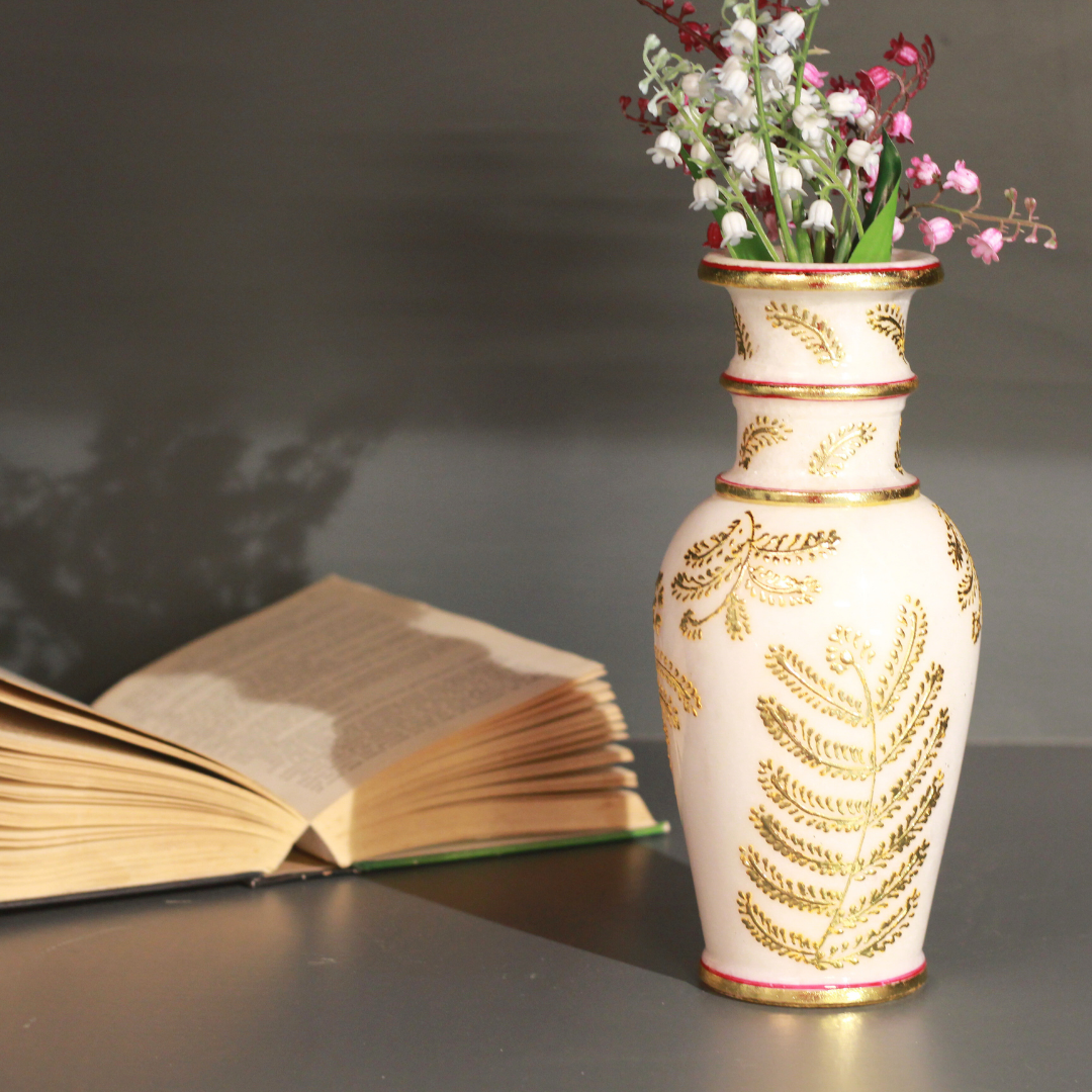 MARBLE FLOWER POT 9''