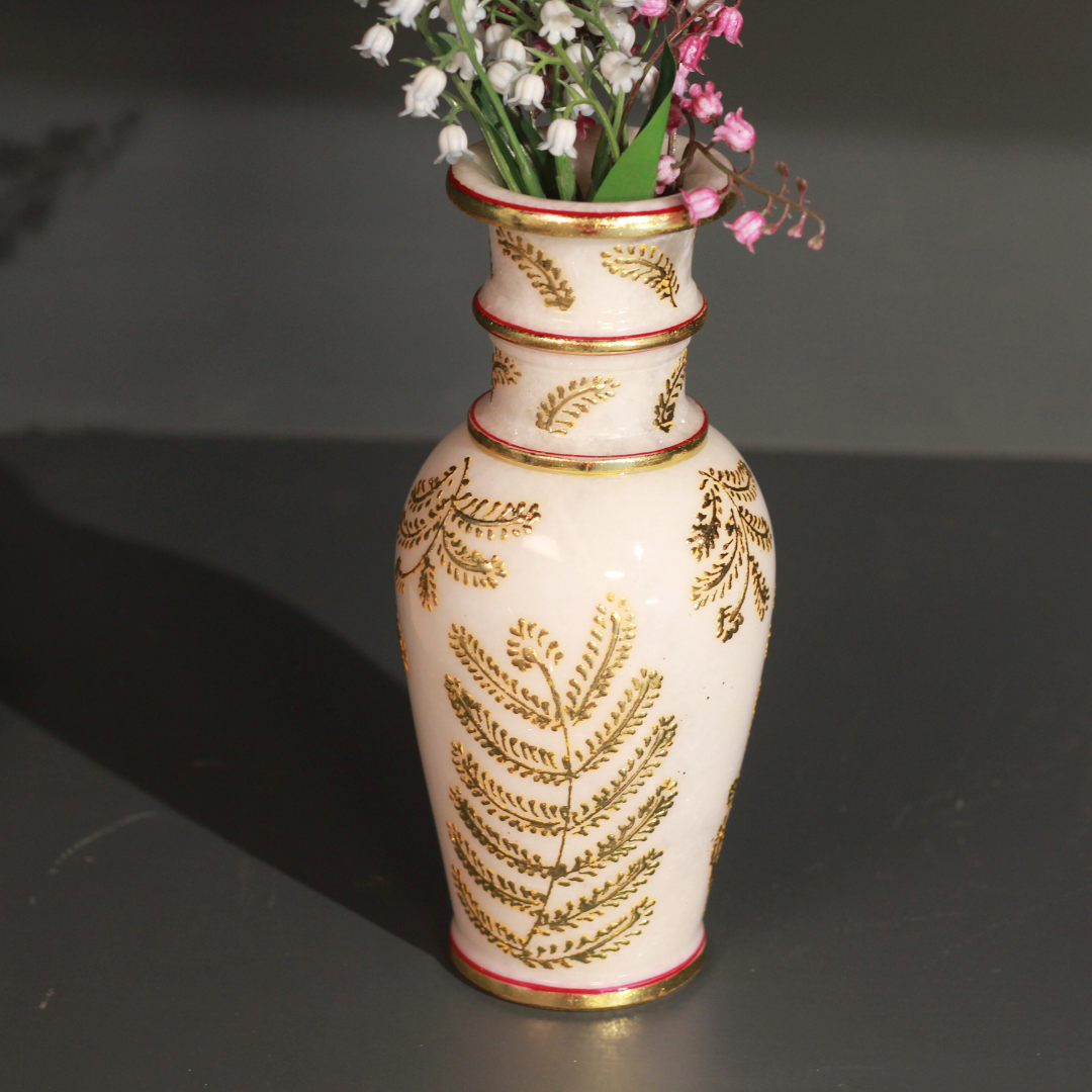 MARBLE FLOWER POT 9''