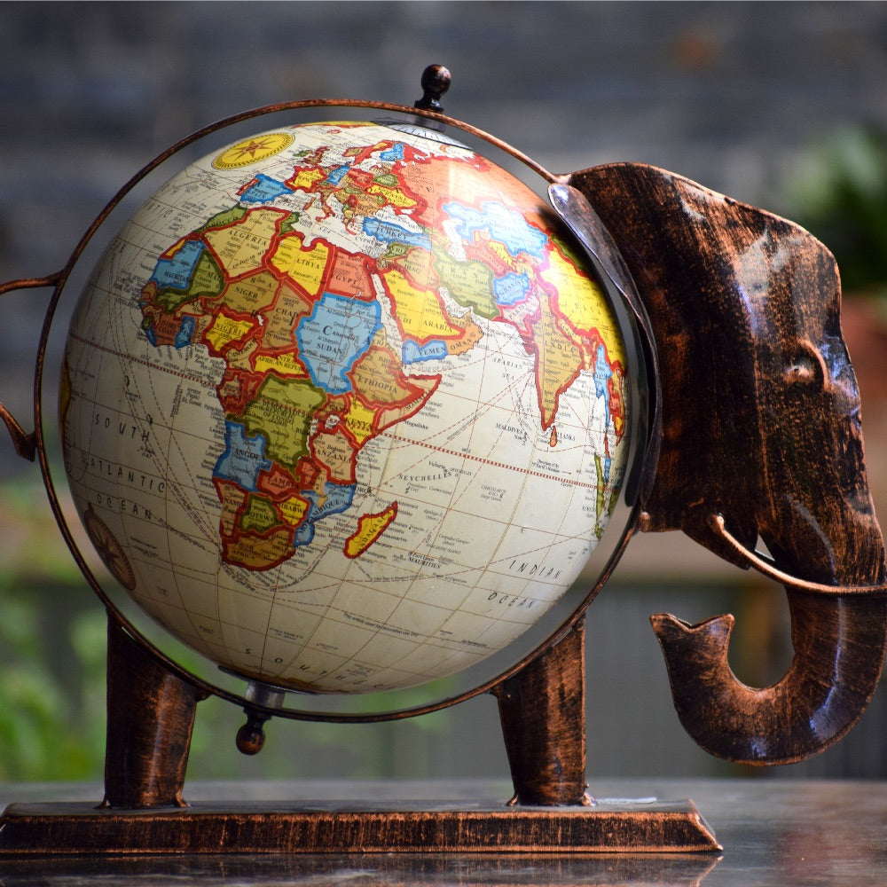 IRON DECORATIVE ELEPHANT GLOBE (B) 35T