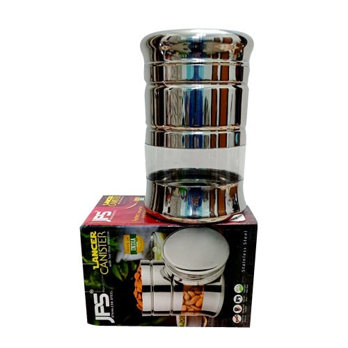 JPS Lancer Steel See Through Transparent Container Jar Steel Kitchen Canister Airtight Food Storage Jars with Lid Cereal Container Organizer