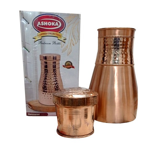 Water Bedroom Bottle Copper Bedside Bedroom jar with inbuilt Glass Vessel 1250 ml