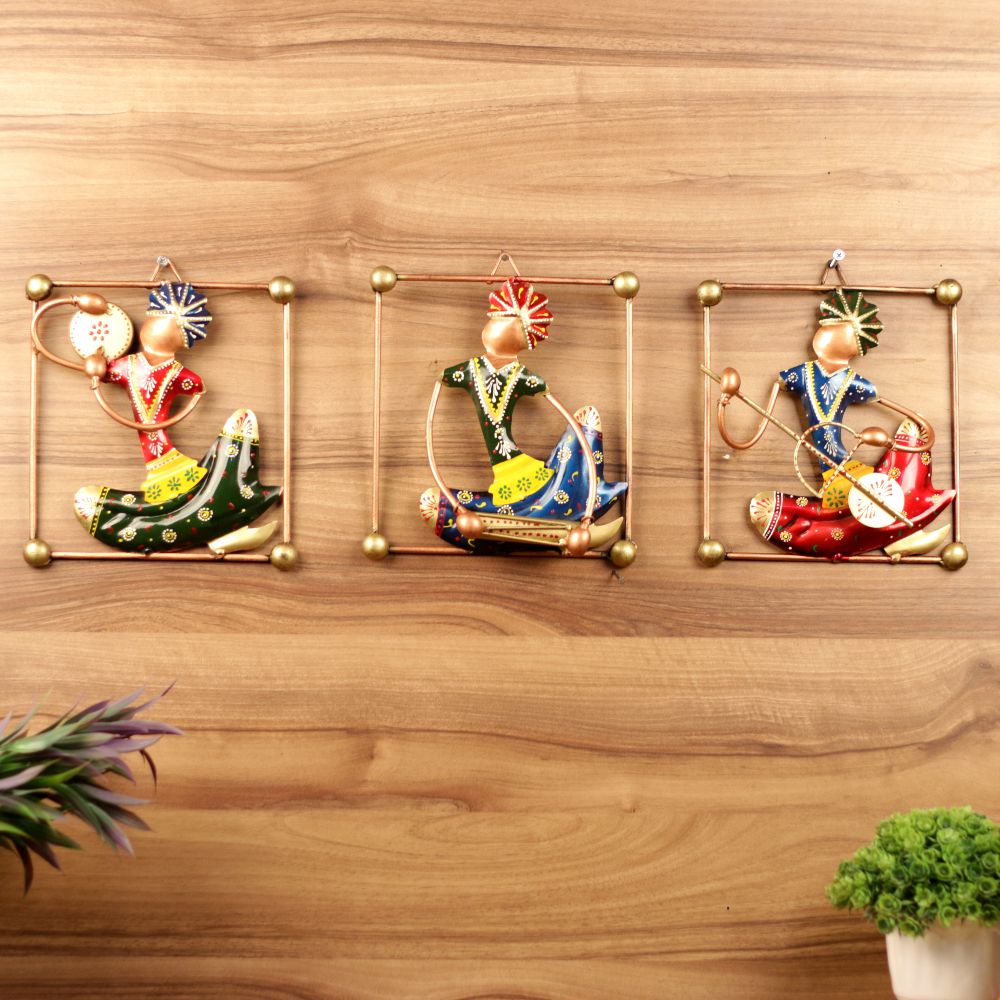 WALL HANGING- IRON PAINTED WALL SITTING MUSICAL FRAME S/3