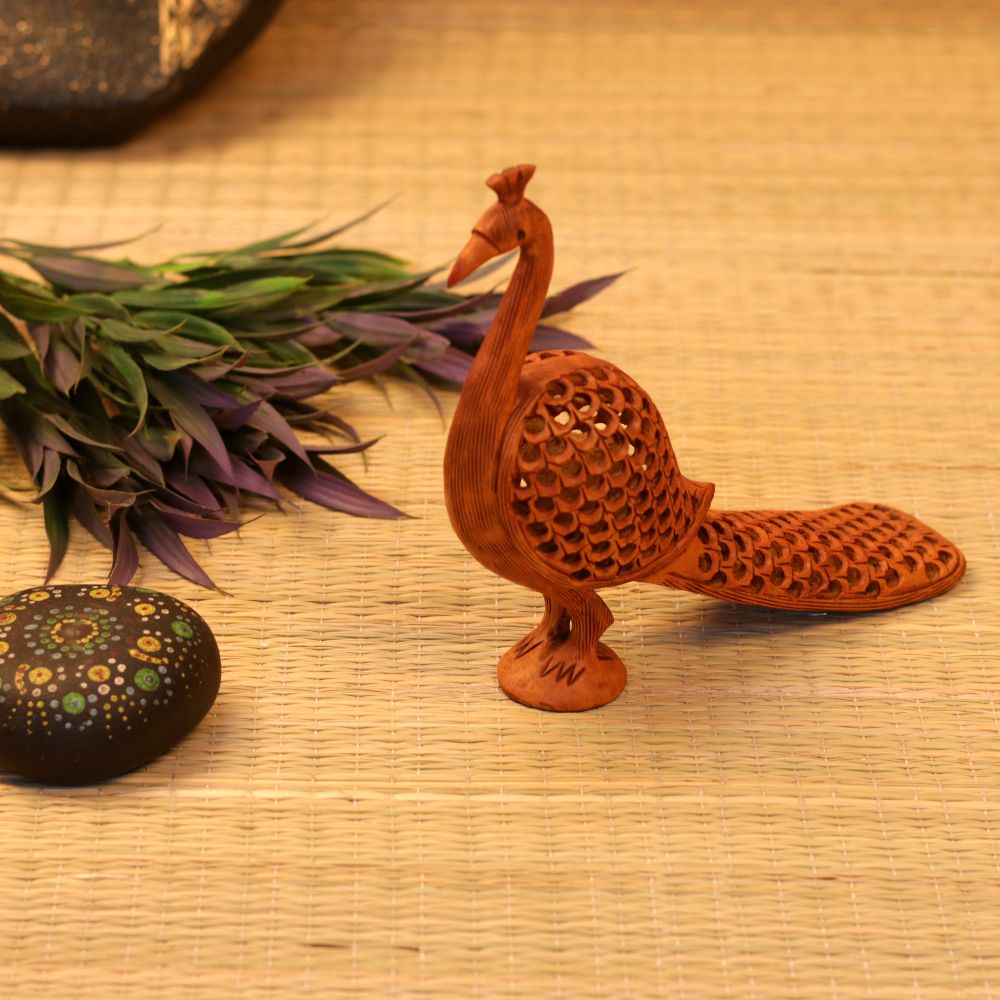 WOODEN HANDICRAFTED NETED PEACOCK BIG