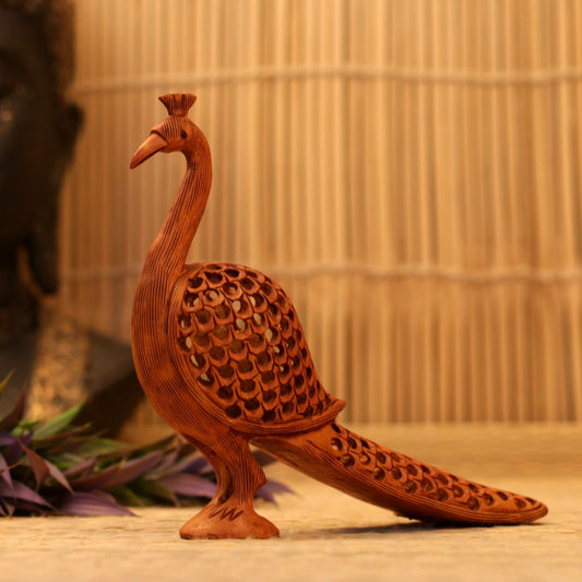 WOODEN HANDICRAFTED NETED PEACOCK BIG