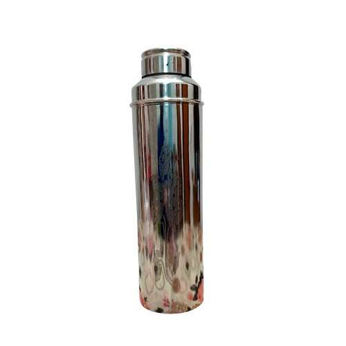 Water Bottle Combo Stainless Steel Outer with Lazer Embossed and Inside Pure Copper